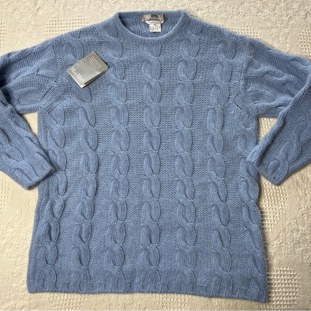 MaxMara Light Blue Cable Knit Sweater